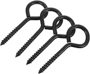 iplusmile 4pcs Self-Tapping Sheep's Eye Screws Metal Hook Components Screw in Hooks for Hanging Screw Hooks Heavy Duty Ornament Eyelet Screws Swing Hooks Eye Bolts for Outdoor Iron Black
