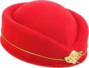 [CATIEBYE] Flight Attendant Beret Hat Cosplay Prop for Costume Parties Stylish Airline Uniform Accessory with Bright Color Design Easy to Wear Lightweight and Fashionable