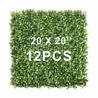 Artificial Grass Wall Panel, 12Pcs 20x20" UV Protected Greenery Garden Fence