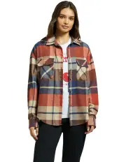 [Brixton] Bowery Women Classic Flannel in Navy/Mars Red/Whitecap