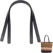 PH PandaHall Leather Purse Handles Handbags Shoulder Bag Strap Replacement with Alloy Clasps, Black-2pcs