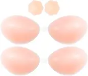 [AssoetedFun] Strapless Bra, Adhesive Reusable Invisible Ultra-Thin Silicone Stick on Push up Bras for Backless Dress, Pack of 2