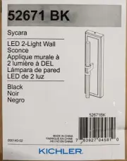 KICHLER Sycara Black Modern Integrated LED Dimmable Wall Sconce, Faceted Crystal