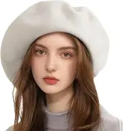 [Generic] 2025 Solid Wool French Beret Hats for Women English Style Fashion Large Brim Beret Cap Classic Painter Artist Hat