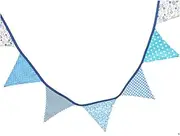 [PiurUf] Bunting Flags Colorful Fabric Wedding Decoration Bunting Party Garland Banners and Flags DIY Birthday Party Supplies Bunting (Size : Blue)
