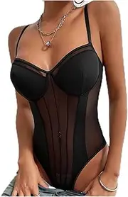 [ZTRZHCHYA] Sexy Bodysuit Shapewear Deep V-Neck Women Adjustable Strap Padded Push Up Bra Slimming Corset Top