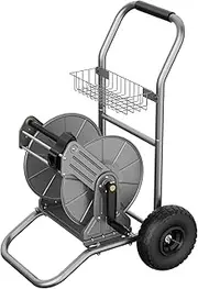 Giraffe Tools Hose Reel Cart, Hose Cart with 4 Heavy Duty Wheels, Industrial Hose Reels for Garden, 250-Feet of 5/8" Hose Capacity, Hose Guide Pre-Installed