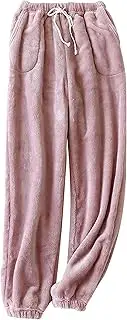 [FEOYA] Women Fluffy Plush Pajamas Pants Winter Warm Lounge Home Fuzzy Pants Fleece Sleep Pants Sleepwear
