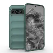 For Google Pixel 9 Pro XL 5G Case, Wavy Durable TPU Flannel Cover, Dark Green
