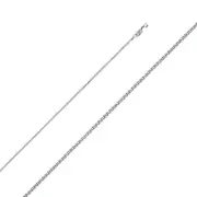 14K Solid White Gold 1.2 mm Flat Open Wheat Chain 16" - 24''