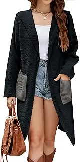[BMJL] Womens Long Cardigans Oversized Hooded Sweaters Fuzzy Open Front Coats With Pockets 2023