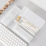 【現貨】【巧乐】透明磨砂收納筆袋文具盒韓國小清新文具 簡約多功能創意鉛筆盒