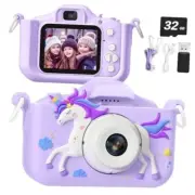 Upgrade Unicorn Toys Kids Camera, 1080P HD Kids Digital Video Cameras Purple