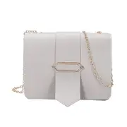 Women Fashion Chain Design Single-shoulder Crossbody Bag Casual Mini Square Bag light grey