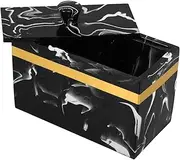 Ciieeo Bathroom Countertop Organizer Marble Cotton Swab Box Makeup Pads Dispenser Space-Saving Vanity Holder