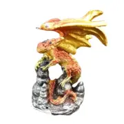 Mini Dragon Statue Red Yellow 2.5" Mythical Fantasy Dragon Figurine