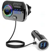FM Transmitter Bluetooth 5.0 Hands-Free Car Kit with Quick Charge QC 3.0 Car