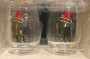 Santa Cap Christmas Stemless Wine Glasses Set of 2 IOB Slant Mr. & Mrs.