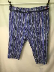 AUTOGRAPH MULTI BLUE COLOUR “BELT” STRETCH CROP PANTS SIZE 26 COMFORTABLE NEW