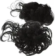 DONFAMDS 2pcs Messy Bun Hair Extensions High Temperature Curly Bun Hair Pieces for Women for Chignon Style