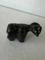 Zuni Bear Fetish by Jeff Yunie Zebra Stone F3700