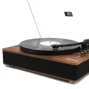 3-Speed Wireless Vinyl Record Player with Built-in Speakers - Retro Wood Design