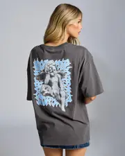 [Worship Supplies] Worship Supplies Women's Mortality Relaxed Fit T-Shirt in Worn Black Size 8 8 Worn Black