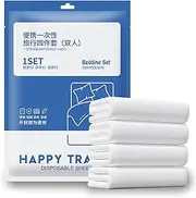 EKIND Disposable Sheet and Pillowcase Set, Hotel, Camping Portable 4 Pcs Double Bed Travel Hygiene Set, Soft, Eco-Friendly, Wash-Free Bedding Set.