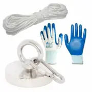 Heavy Duty Neo Magnet Fishing Recovery Kit | 75mm Pull 200KG magnet, gloves rope