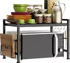 Extendable Microwave Oven Rack - Adjustable Kitchen Counter Shelf, 2 Tier Microw