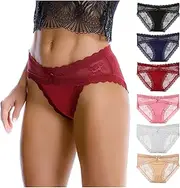 [Levao] Women Lace Underwear Sexy Breathable Hipster Panties Stretch Seamless Bikini Briefs 6 Pack