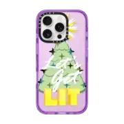 iPhone 16 Pro Impact Case LET'S GET LIT Funny Party Cheers Christmas Tree Holiday Season Typography Drinks Festive Xmas Ebi Emporium