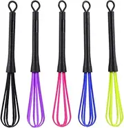 5PCS Plastic Whisk Set, Rapid Mixture Egg Beater Balloon Whisk for Hair Dye/Sauces/Gravies, Hangable Handle for Easy Cleaning