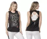 Zumba Shimmer Open Back Tank Top - Bold Black ~ XS S M ~ Free Ship! New!