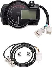 15000rpm Modern Motorcycle Digital Light LCD Digital Gauge Speedometer Tachometer Odometer Adjustable 7 Color Motorcycle Trip Meter(with Sensor-A)
