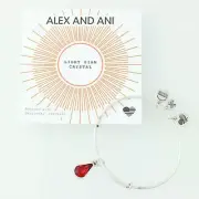 New ALEX AND ANI Light Siam Crystal Passion Bangle Charm Bracelet Swarovski Red