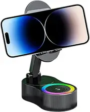 Cell Phone Stand | Mobile Phone Stand | Adjustable Portable RGB Dock with Microphone Speaker for Travel Car Airplane Bedroom Dorm Recording Video Call