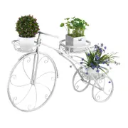 3 Tier Bicycles Plant Stand Metal Flower Pots Garden Decor Shelf Rack White