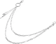 [FOMIYES] Multi Layer Rhinestone Skull Key Lock Pendant Pants Chain for Men Women Durable Metal Jeans Chain Punk Style Trousers Accessory for Jeans