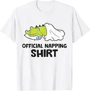 [X.Style] Alligator Napping Shirt Sleeping Alligator Pajama ds010 T-Shirt White