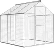 Bird Cage Outdoor Large Pet Cage Aviary Perch Enclosure Parrot Cage for Large Birds, Aluminium 183x178x194 cm