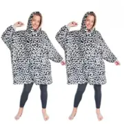 Hotto Premium Oversized Cuddle Hoodie Silver Leopard Skin - 2 PACK