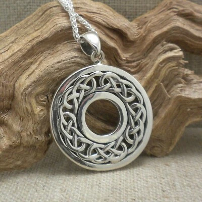 Sterling Silver Round Celtic Knot Pendant by Keith Jack 18" Chain Gift Boxed