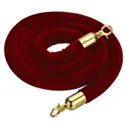 5.9 Feet Dark Red Velvet Stanchion Rope Crowd Control Barrier Rope Golden