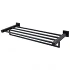 ACA Bath Towel Rack Stainless Steel 304 Holder Rail Black Bar Wall Mounted Shelf