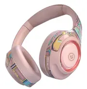 Bluetooth Headphone Wireless Headset Over The Ear High Fidelity Bass Stereo Detachable Microphone (Pink)