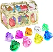 Diving Gem Pool Set, 10 PCS Multicolor Big Acrylic Diamond with Box for Diving, Vase, Fish Tank Decoration
