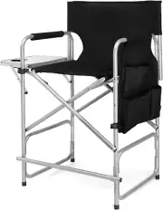 26" Tall Folding Directors Chair with Side Table,Portable Makeup Artist Bar Heig