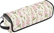 Hot Pink Delphinium Flowers 2-in-1 Curling Iron Travel Case and Heat Resistant Mat with Zipper Large Capacity Hair Straighteners Organizer for Flat Irons, Straighteners, Curling Irons Travel Accessory