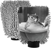 XYMZR Absorbent Microfiber Car Wash Mitt Squirrel Bathtub Funny, Funny Cute Anime Scratch Free for Cars Cleaning, Home Cleaning Mitts, 2 Pack, 10.24” L x 7.09” W
